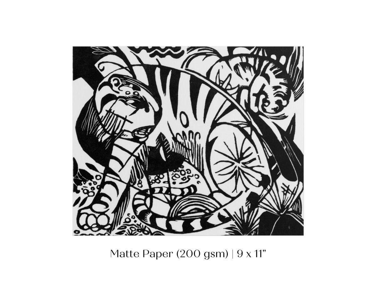 Black and White Abstract Tiger | P490 - Single Art Prints - Piccolo Fiore Prints