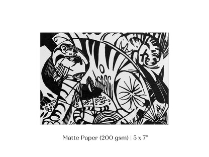 Black and White Abstract Tiger | P490 - Single Art Prints - Piccolo Fiore Prints