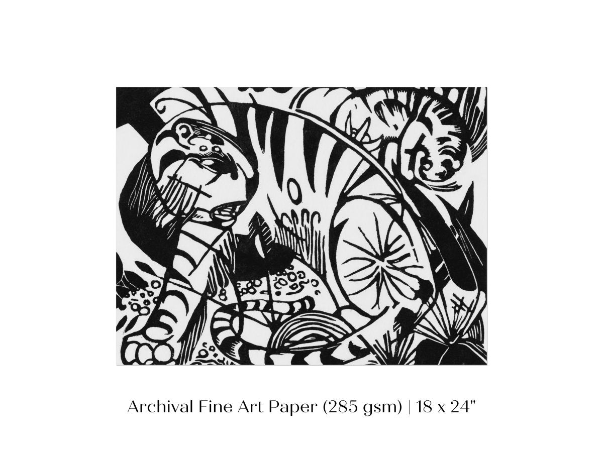 Black and White Abstract Tiger | P490 - Single Art Prints - Piccolo Fiore Prints