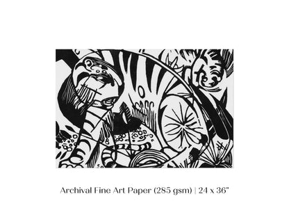 Black and White Abstract Tiger | P490 - Single Art Prints - Piccolo Fiore Prints