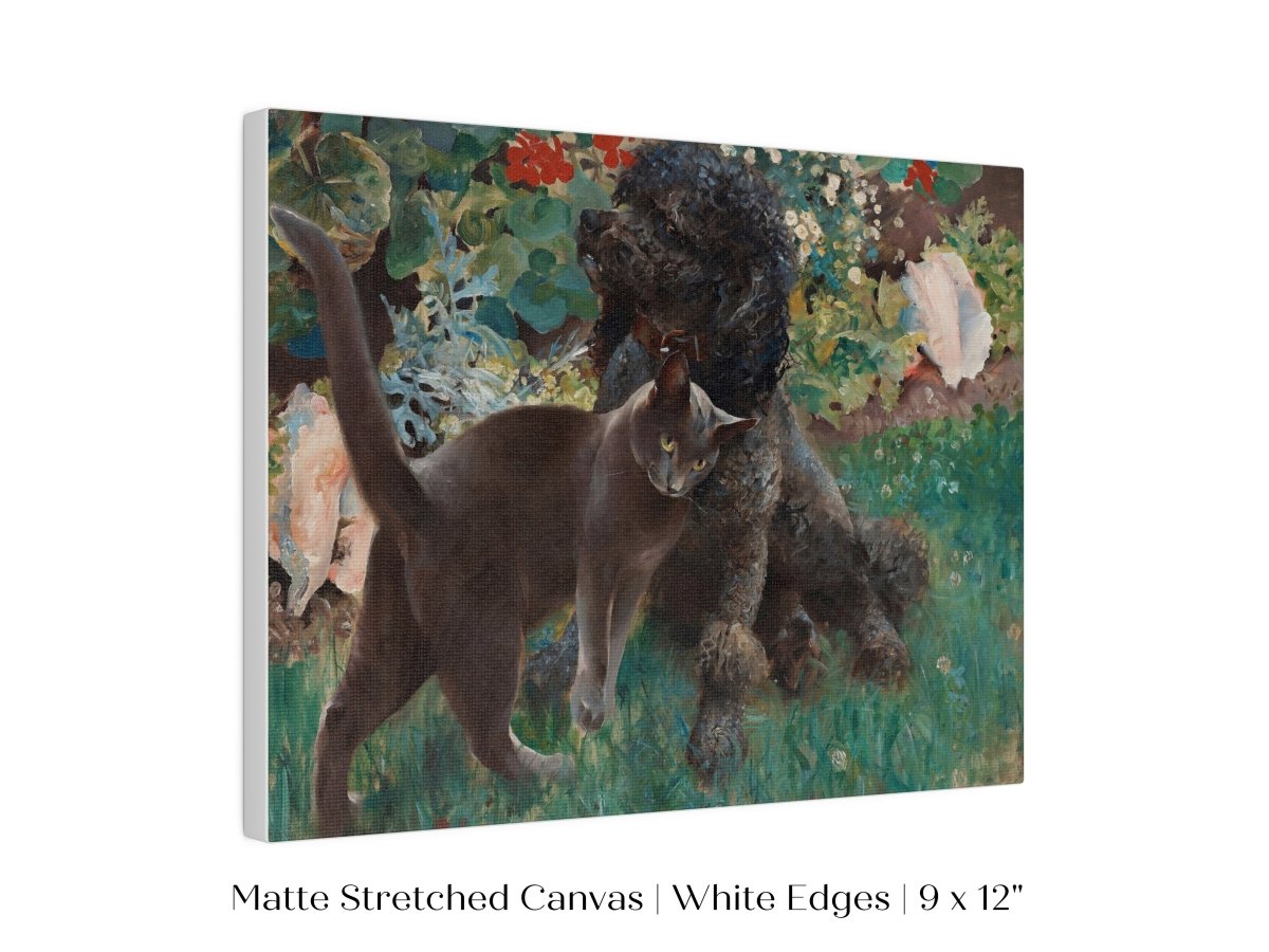 Black Cat and Poodle | P428 - Single Art Prints - Piccolo Fiore Prints