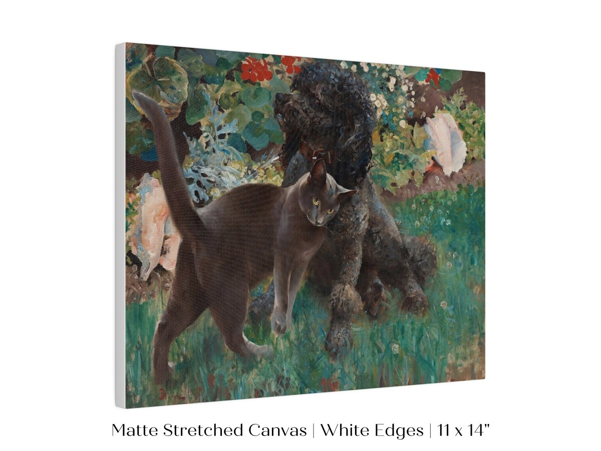 Black Cat and Poodle | P428 - Single Art Prints - Piccolo Fiore Prints