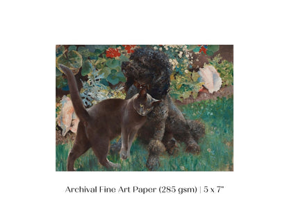 Black Cat and Poodle | P428 - Single Art Prints - Piccolo Fiore Prints