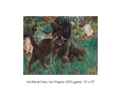 Black Cat and Poodle | P428 - Single Art Prints - Piccolo Fiore Prints