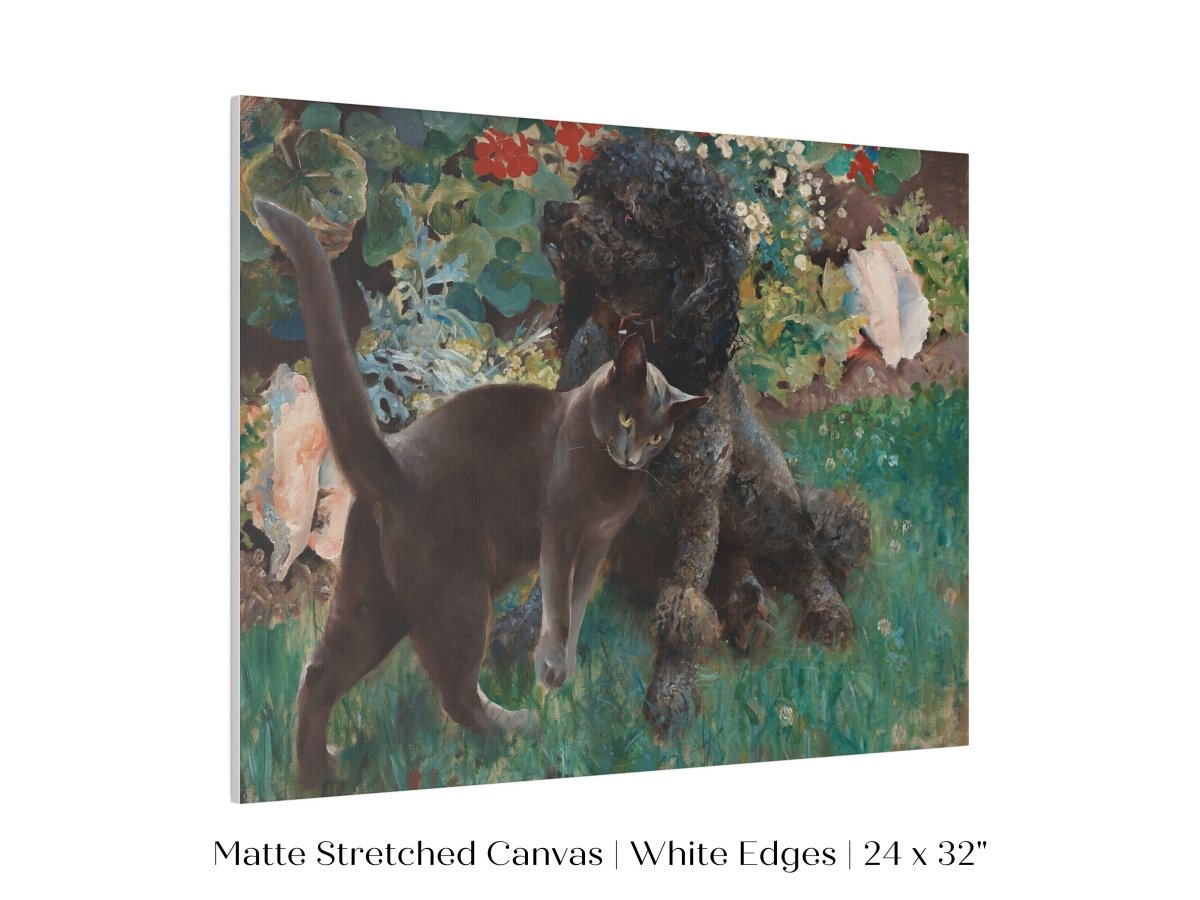 Black Cat and Poodle | P428 - Single Art Prints - Piccolo Fiore Prints