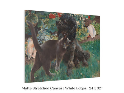 Black Cat and Poodle | P428 - Single Art Prints - Piccolo Fiore Prints