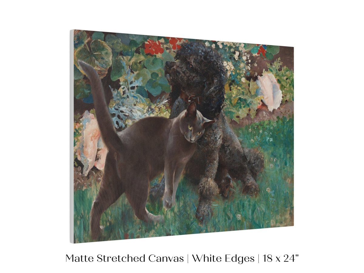 Black Cat and Poodle | P428 - Single Art Prints - Piccolo Fiore Prints