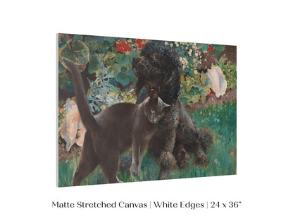 Black Cat and Poodle | P428 - Single Art Prints - Piccolo Fiore Prints