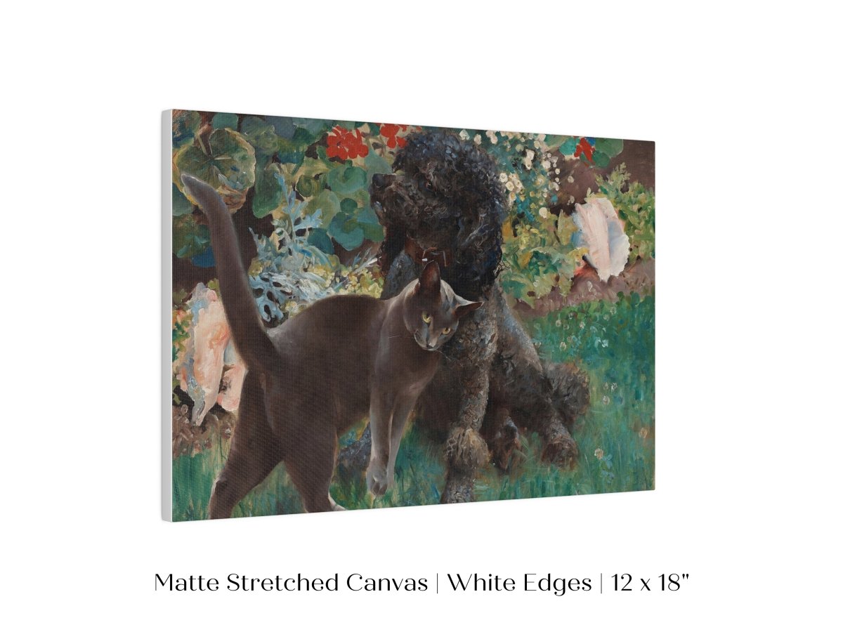 Black Cat and Poodle | P428 - Single Art Prints - Piccolo Fiore Prints