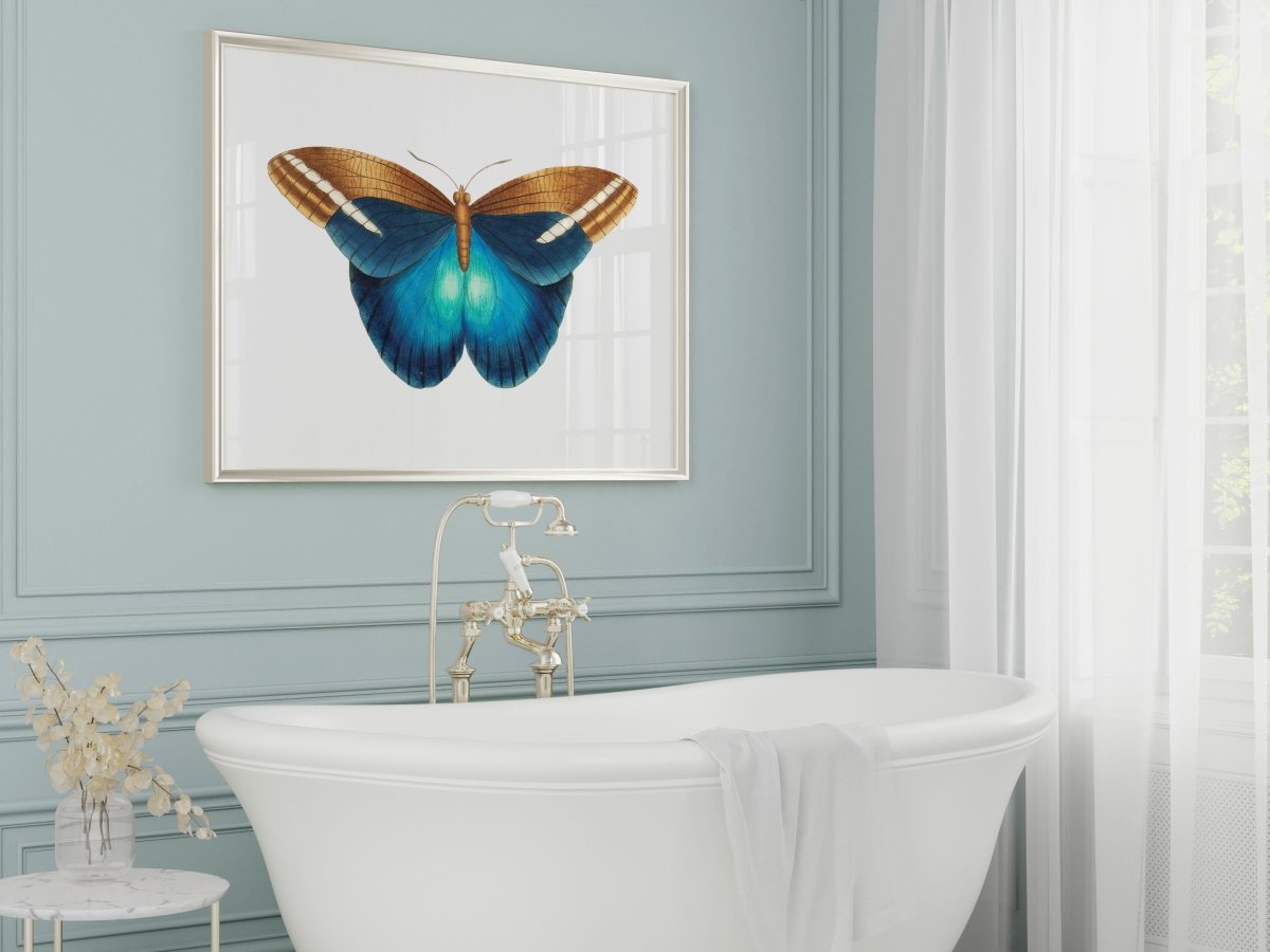 Blue and Brown Butterfly Illustration | P100 - Single Art Prints - Piccolo Fiore Prints