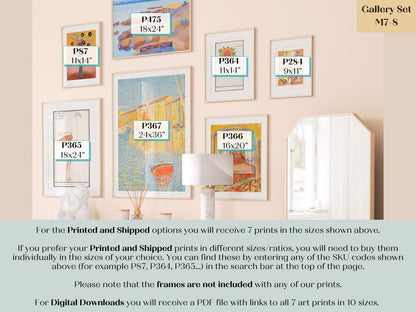 Blue and Peach | Gallery Wall Set | 7 Prints | M7 - 8 - Gallery Wall Set - Piccolo Fiore Prints