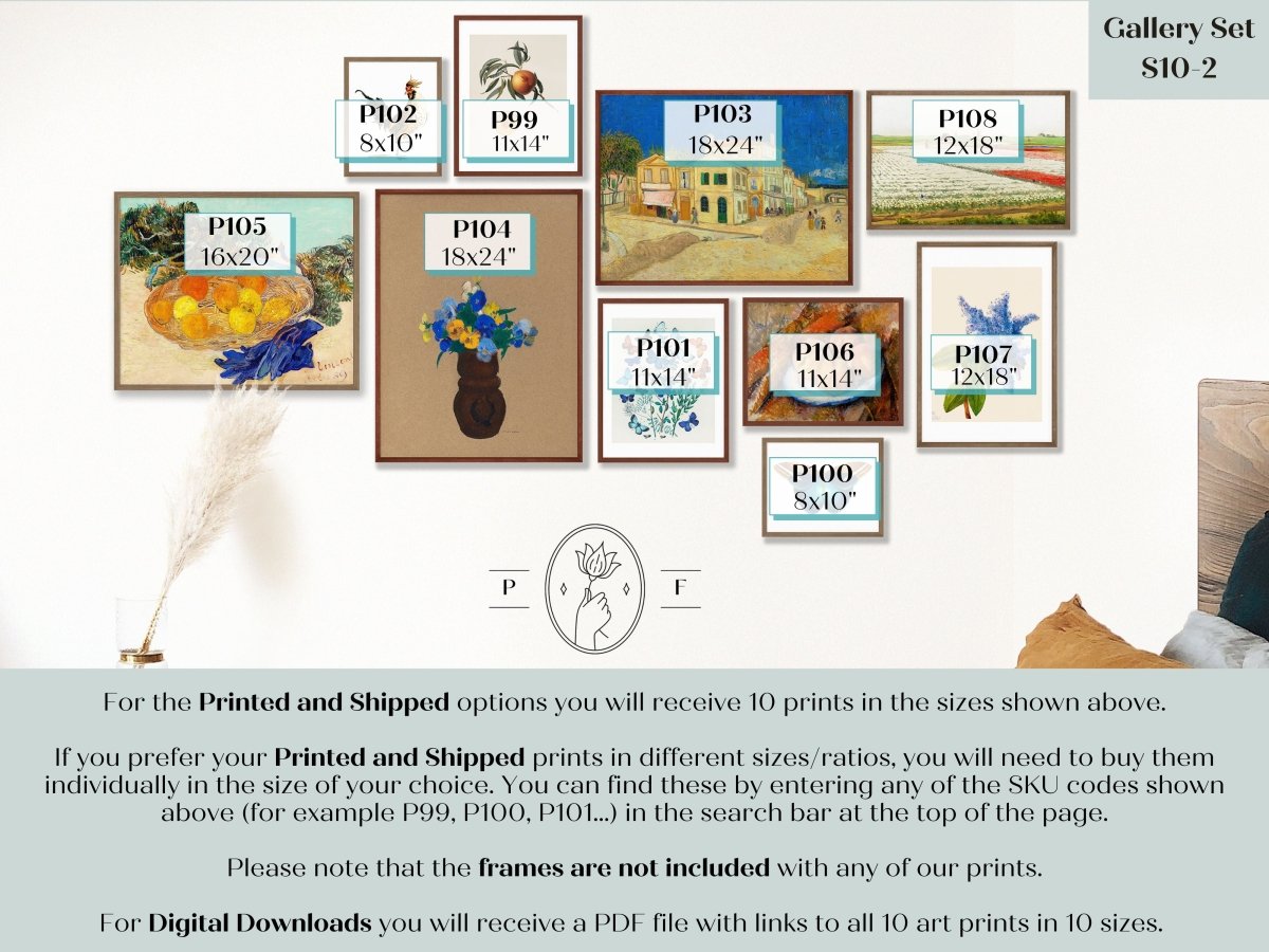 Blue and Terracotta | Gallery Wall Set | 10 Prints | S10 - 2 - Gallery Wall Set - Piccolo Fiore Prints