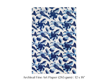 Blue Bird and Flower Quilt Print | P157 - Single Art Prints - Piccolo Fiore Prints