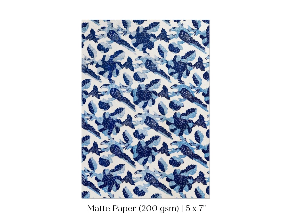 Blue Bird and Flower Quilt Print | P157 - Single Art Prints - Piccolo Fiore Prints