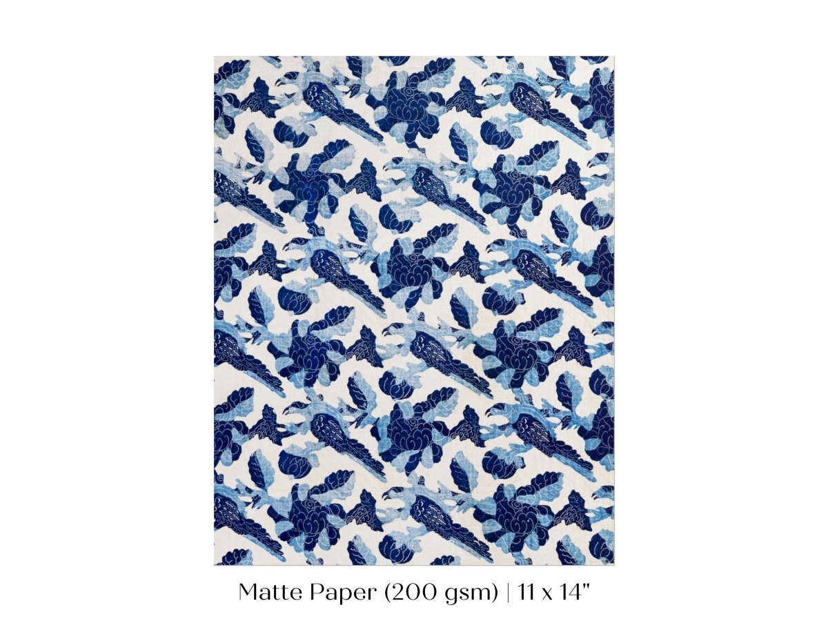 Blue Bird and Flower Quilt Print | P157 - Single Art Prints - Piccolo Fiore Prints