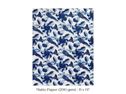 Blue Bird and Flower Quilt Print | P157 - Single Art Prints - Piccolo Fiore Prints