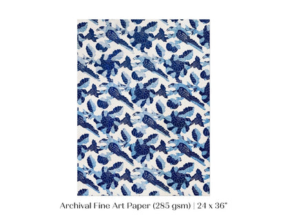 Blue Bird and Flower Quilt Print | P157 - Single Art Prints - Piccolo Fiore Prints