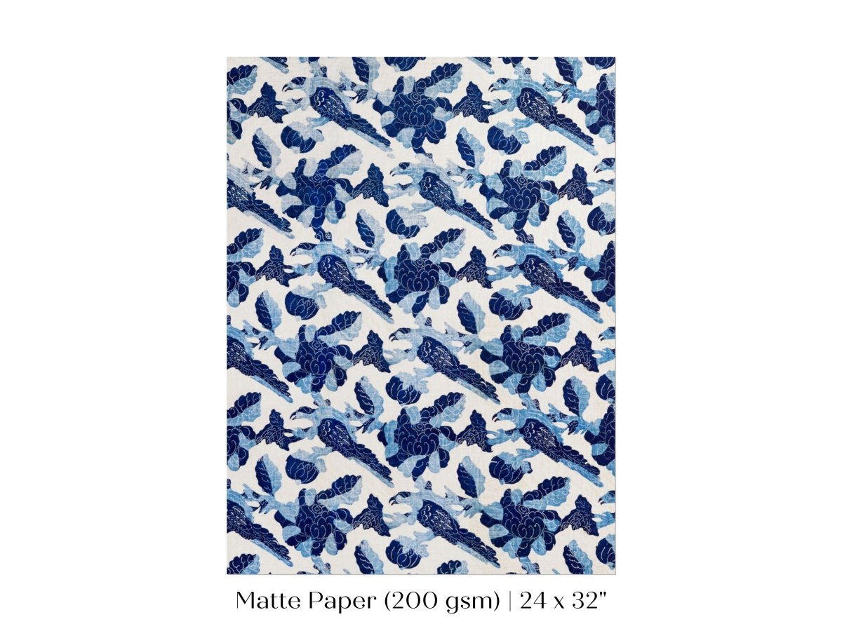 Blue Bird and Flower Quilt Print | P157 - Single Art Prints - Piccolo Fiore Prints