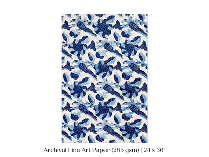Blue Bird and Flower Quilt Print | P157 - Single Art Prints - Piccolo Fiore Prints