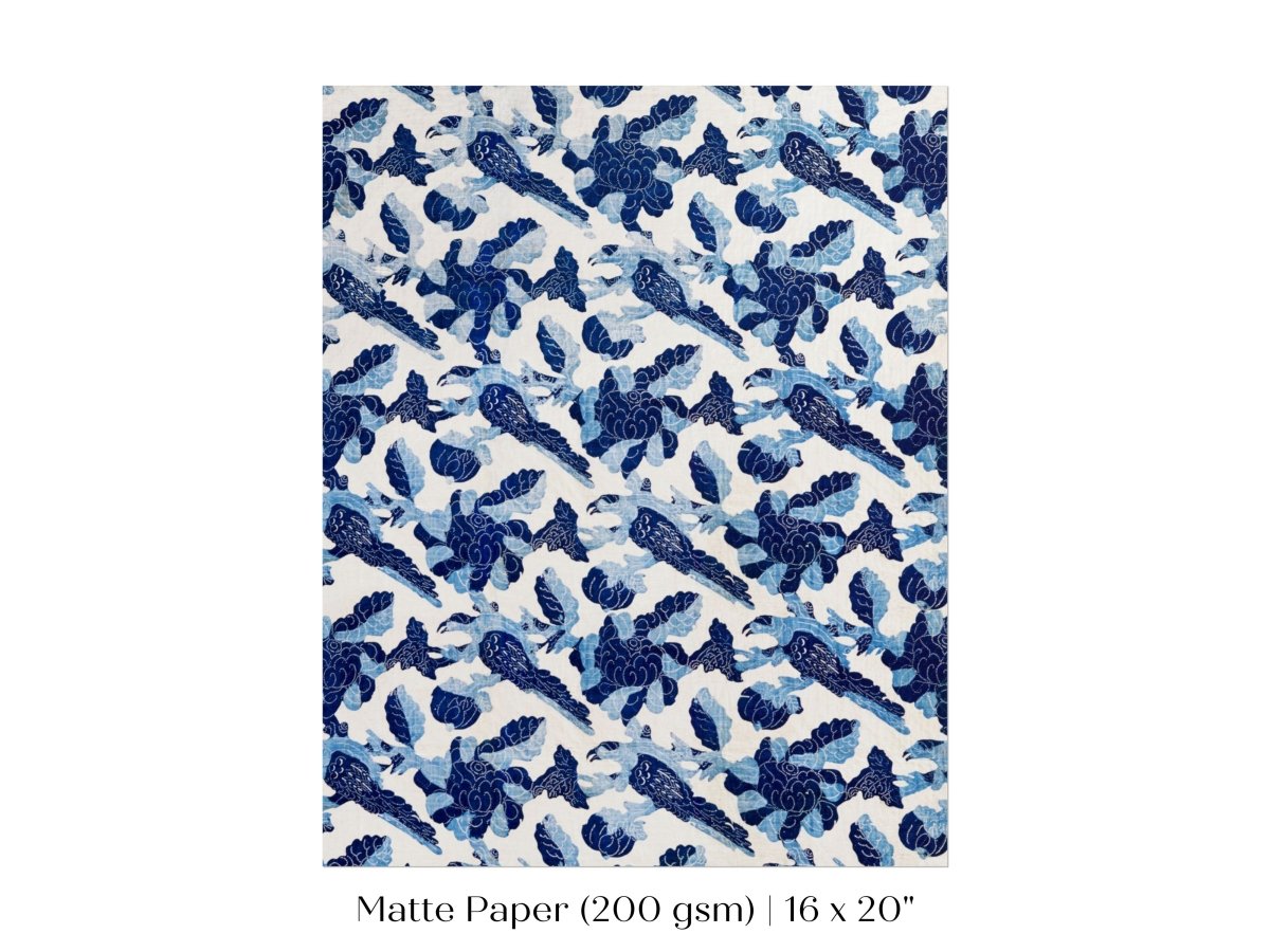 Blue Bird and Flower Quilt Print | P157 - Single Art Prints - Piccolo Fiore Prints