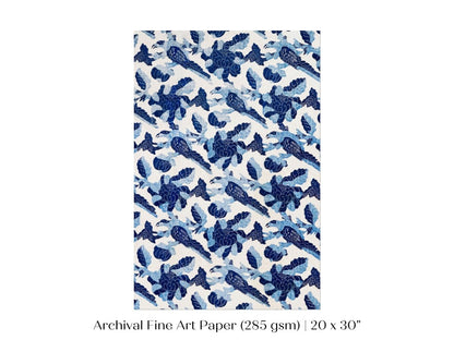 Blue Bird and Flower Quilt Print | P157 - Single Art Prints - Piccolo Fiore Prints