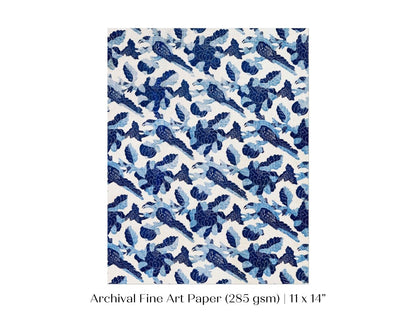 Blue Bird and Flower Quilt Print | P157 - Single Art Prints - Piccolo Fiore Prints