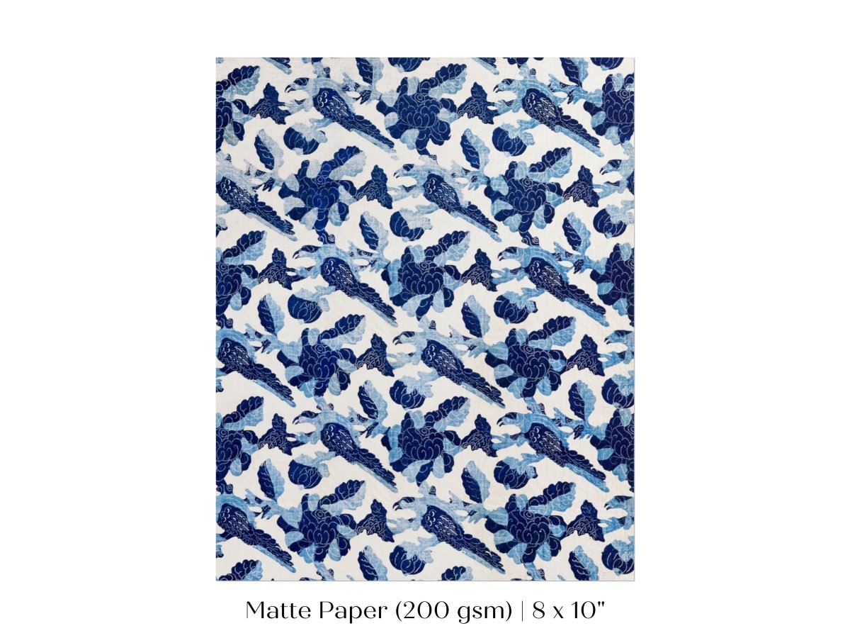 Blue Bird and Flower Quilt Print | P157 - Single Art Prints - Piccolo Fiore Prints