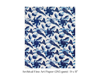 Blue Bird and Flower Quilt Print | P157 - Single Art Prints - Piccolo Fiore Prints