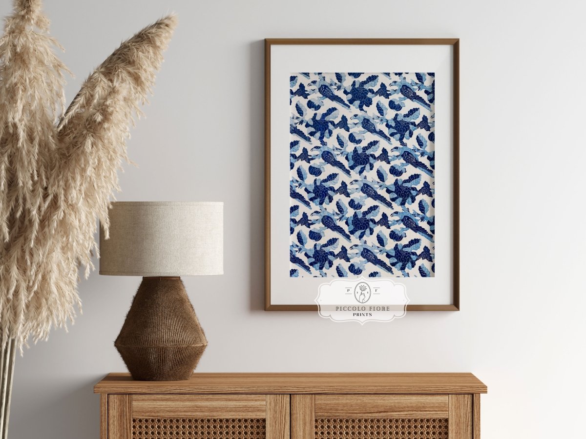 Blue Bird and Flower Quilt Print | P157 - Single Art Prints - Piccolo Fiore Prints