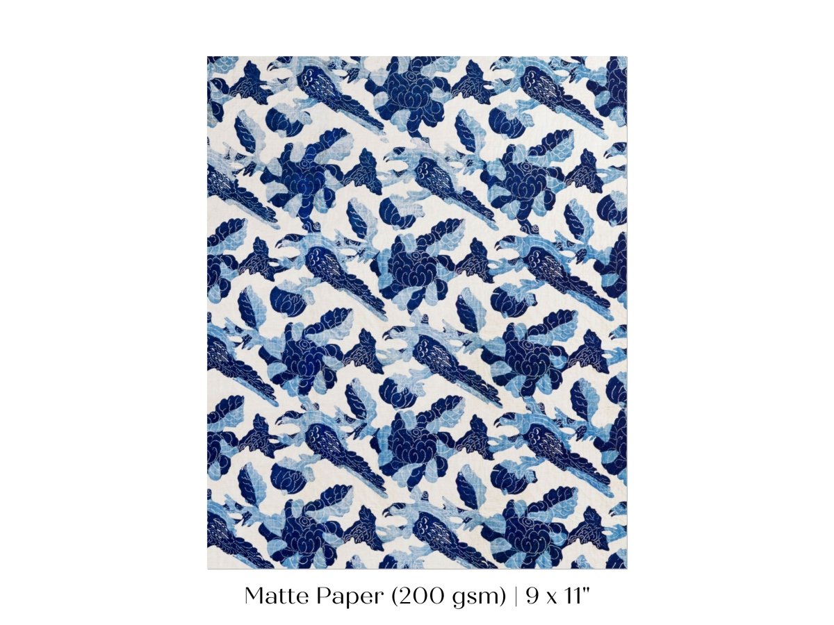 Blue Bird and Flower Quilt Print | P157 - Single Art Prints - Piccolo Fiore Prints