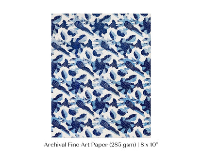 Blue Bird and Flower Quilt Print | P157 - Single Art Prints - Piccolo Fiore Prints