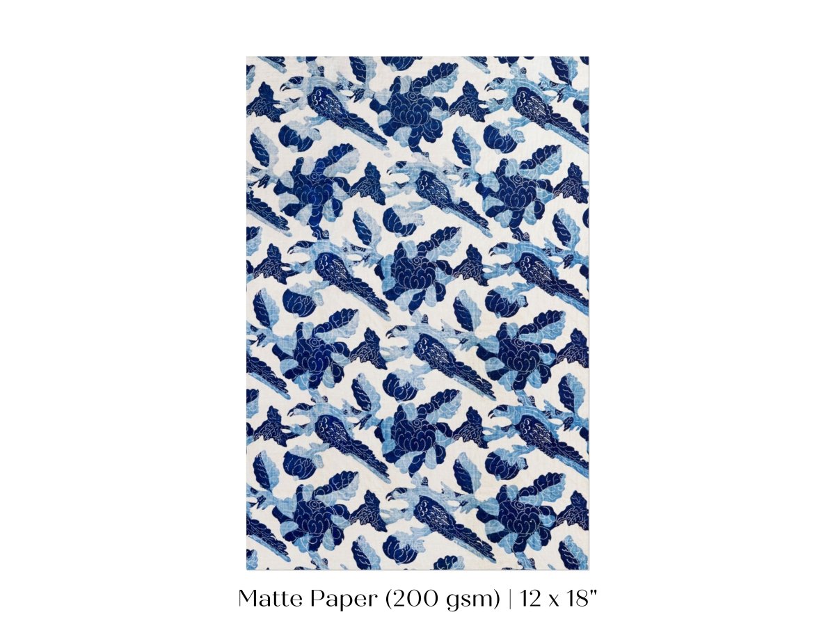 Blue Bird and Flower Quilt Print | P157 - Single Art Prints - Piccolo Fiore Prints