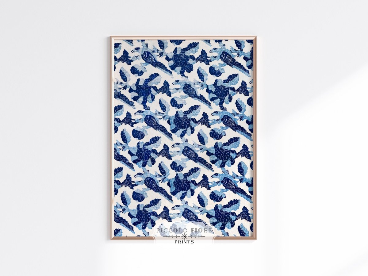 Blue Bird and Flower Quilt Print | P157 - Single Art Prints - Piccolo Fiore Prints