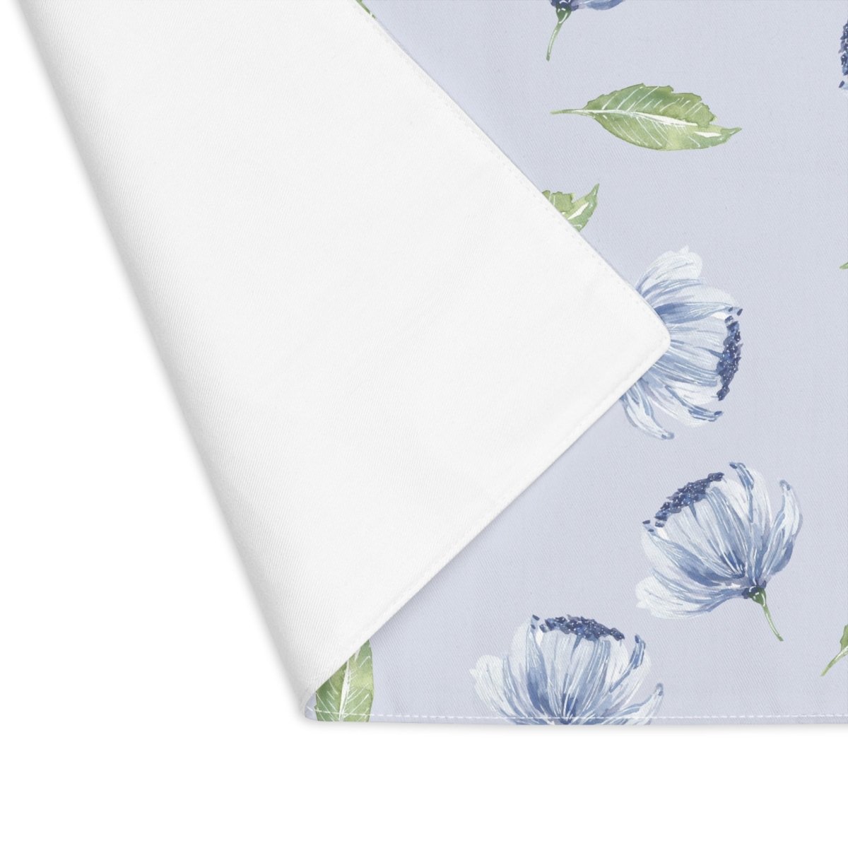 Blue Flowers and Leaves in Light Blue | Placemat - Cotton Twill Placemat - Piccolo Fiore Prints