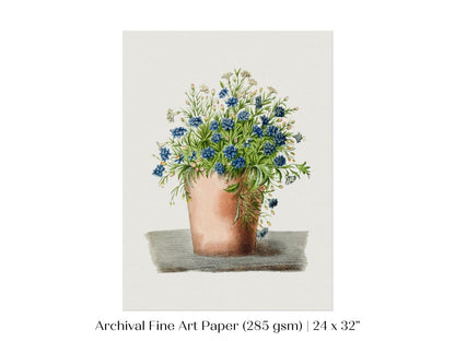 Blue Garden Lobelia in a Pot | P160 - Single Art Prints - Piccolo Fiore Prints