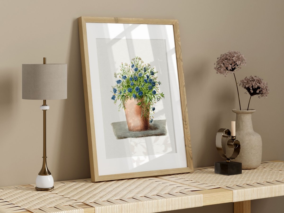 Blue Garden Lobelia in a Pot | P160 - Single Art Prints - Piccolo Fiore Prints