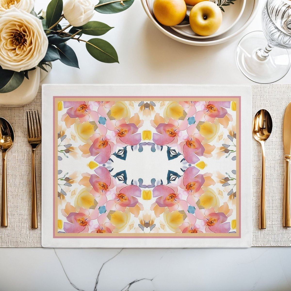 Bold Bloom Elipse | Placemat - Cotton Twill Placemat - Piccolo Fiore Prints