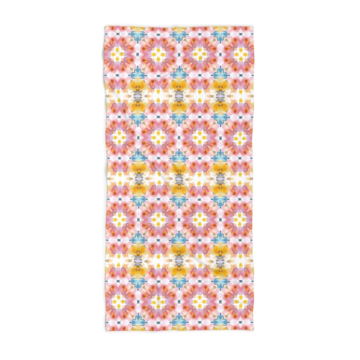Bold Blooms in Pink, Yellow and Blue | Beach Towel - Beach Towel - Piccolo Fiore Prints