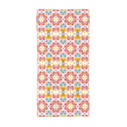Bold Blooms in Pink, Yellow and Blue | Beach Towel - Beach Towel - Piccolo Fiore Prints