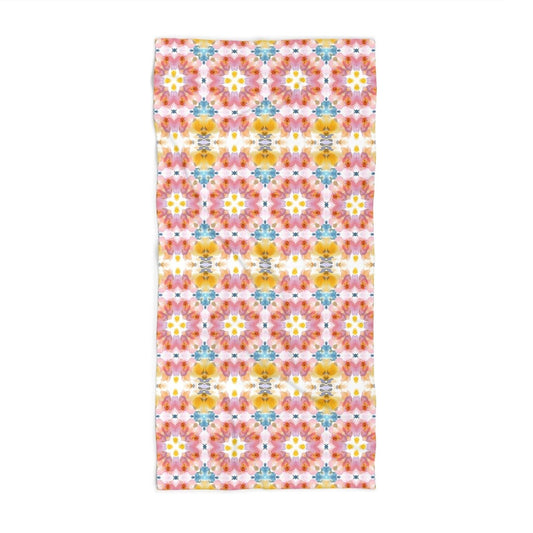 Bold Blooms in Pink, Yellow and Blue | Beach Towel - Beach Towel - Piccolo Fiore Prints