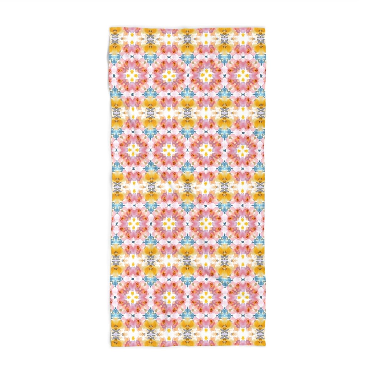 Bold Blooms in Pink, Yellow and Blue | Beach Towel - Beach Towel - Piccolo Fiore Prints