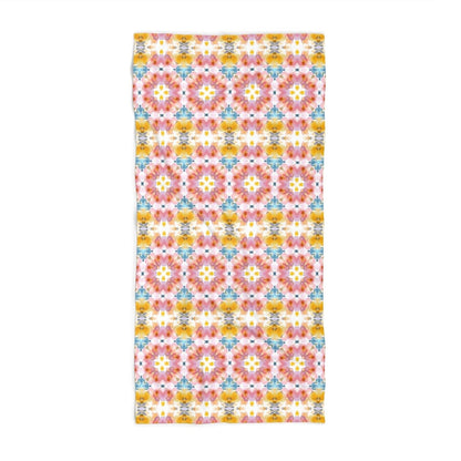 Bold Blooms in Pink, Yellow and Blue | Beach Towel - Beach Towel - Piccolo Fiore Prints