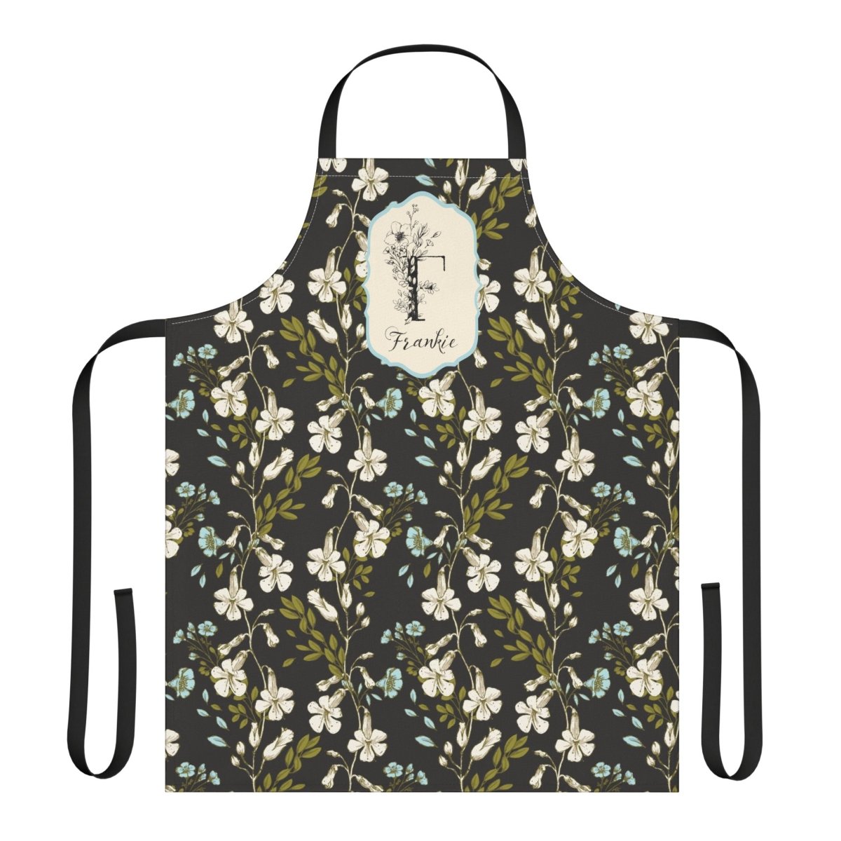 Botanical Monogram in Black and Cream | Apron - Aprons - Piccolo Fiore Prints