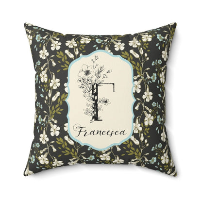 Botanical Monogram in Black and Cream | Throw Pillow - Throw Pillow - Piccolo Fiore Prints