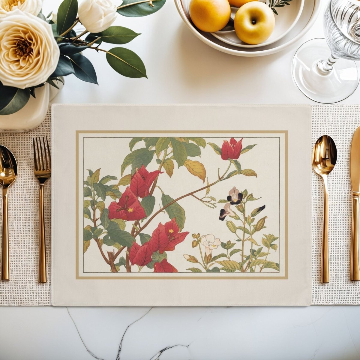 Bougainvillea and Torenia | Placemat - Cotton Twill Placemat - Piccolo Fiore Prints