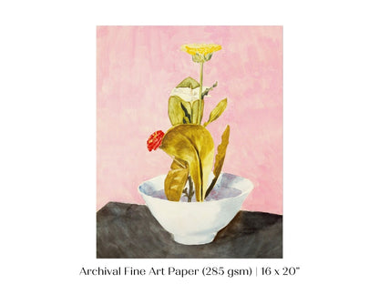 Bowl of Flowers | P133 - Single Art Prints - Piccolo Fiore Prints