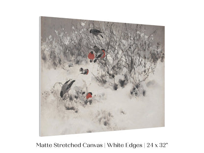 Bullfinches in the Snow | P443 - Single Art Prints - Piccolo Fiore Prints