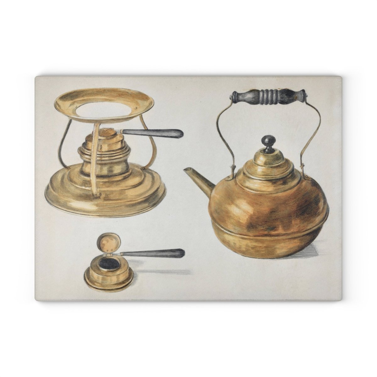 Burner and Kettle | Glass Chopping Board - Glass Chopping Board - Piccolo Fiore Prints