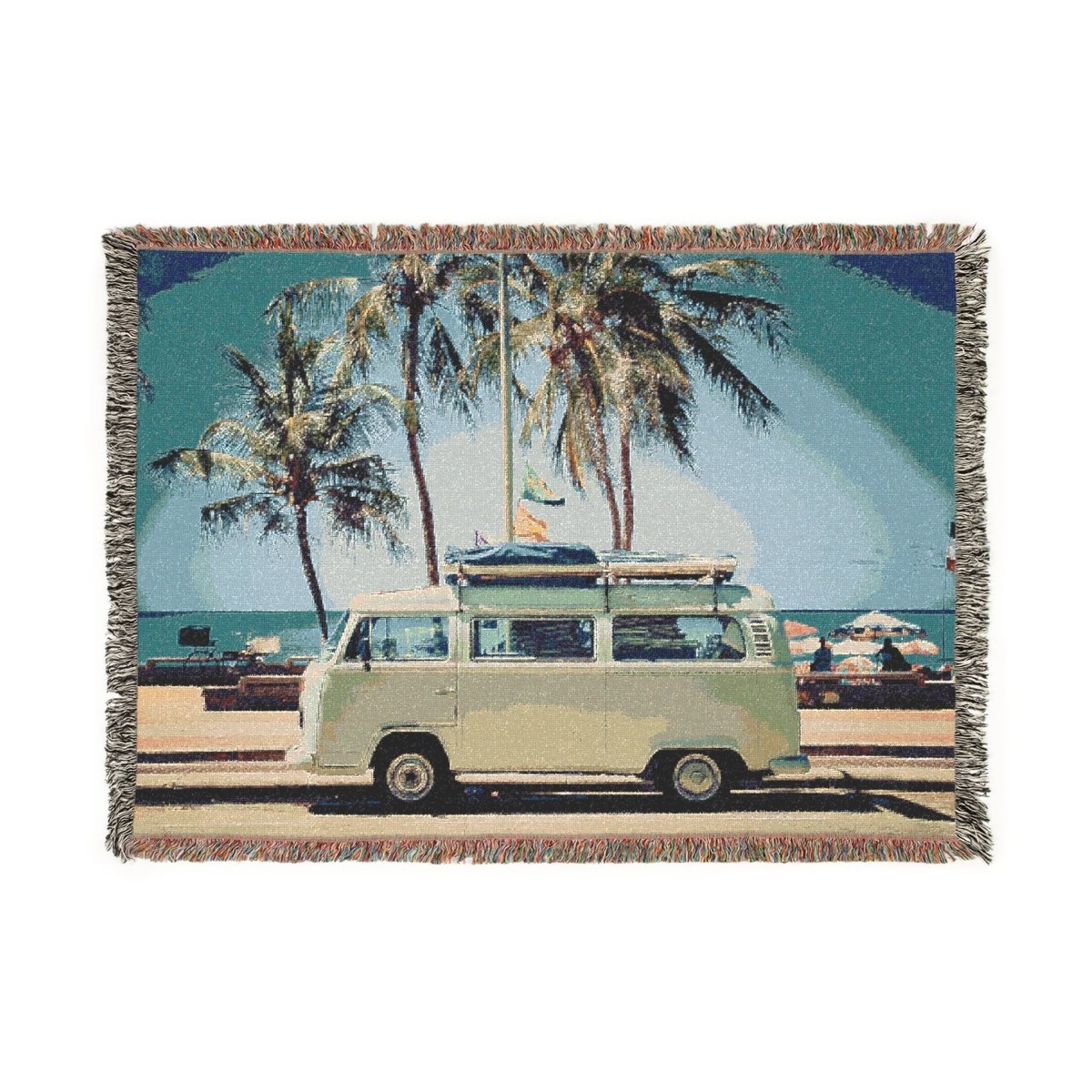 Camper Van and Palms | Woven Blanket - Woven Blanket - Piccolo Fiore Prints