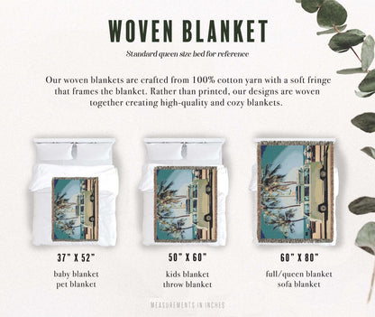 Camper Van and Palms | Woven Blanket - Woven Blanket - Piccolo Fiore Prints